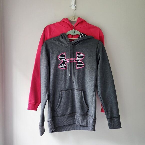 2 UNDER ARMOUR HOODIES | Gray, Pink | Women's Small | Draw String Sweatshirts - Picture 1 of 12